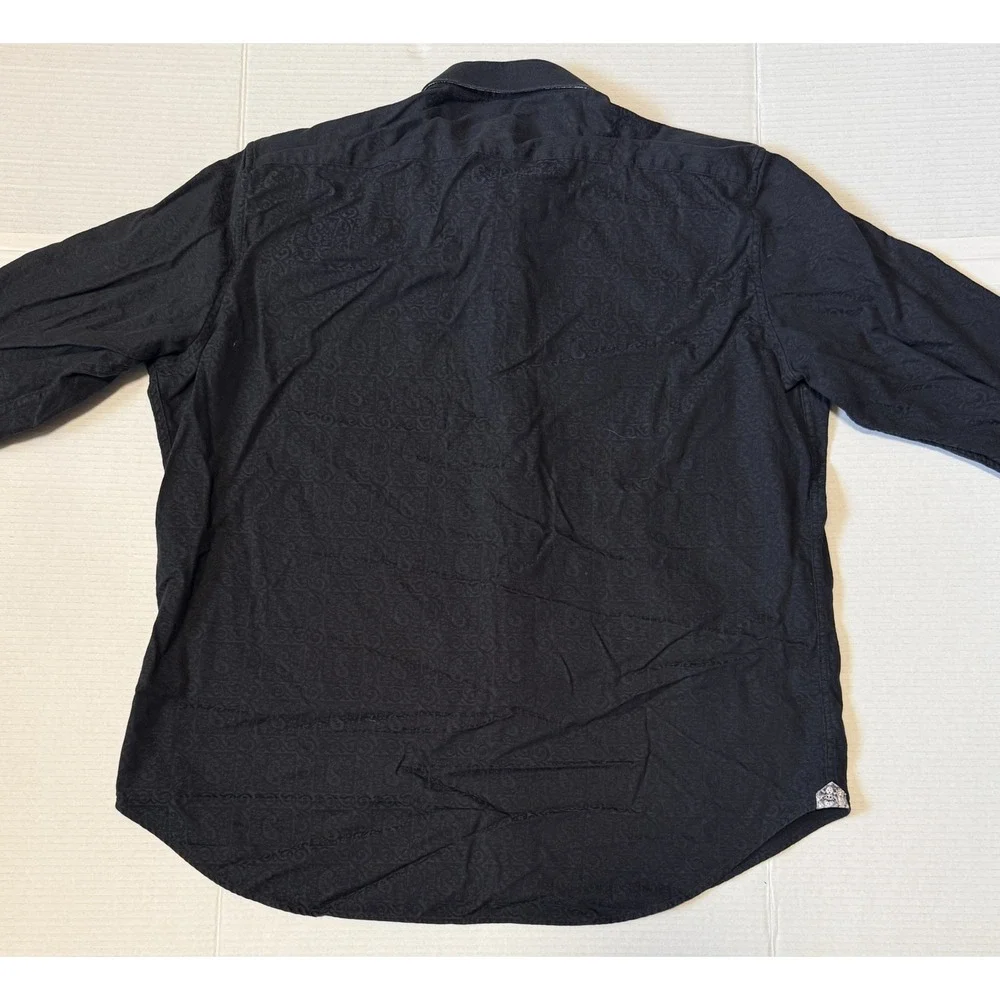 ROBERT GRAHAM - Men's Shirt - Black Paisley Jacquard Long Sleeve Button - 2XL